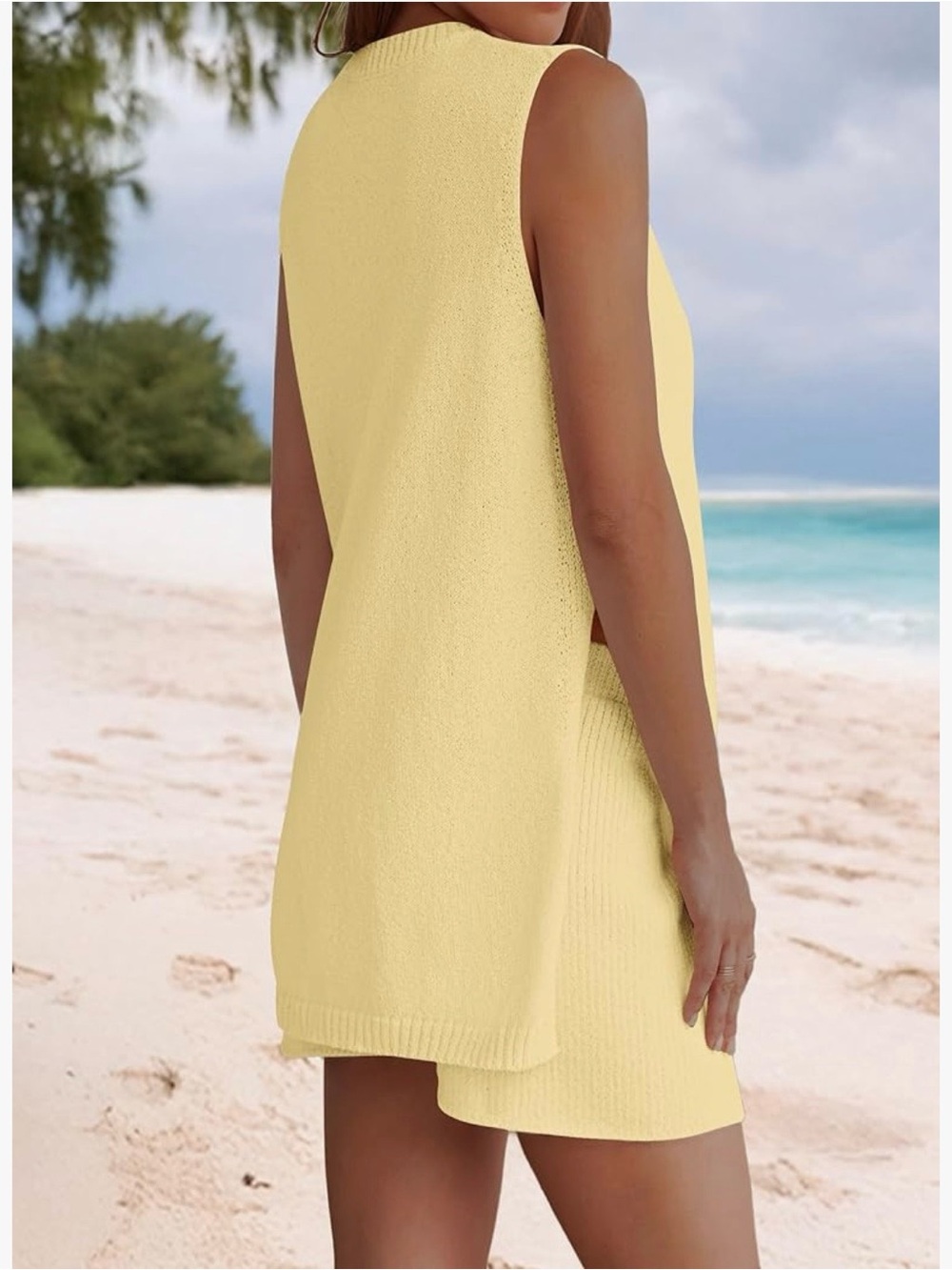 Sleeveless Knit Shell and Shorts - Butter Yellow - Picture 4 of 4